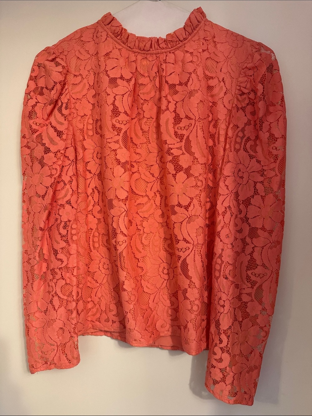 Coral Lace Long Sleeve Blouse